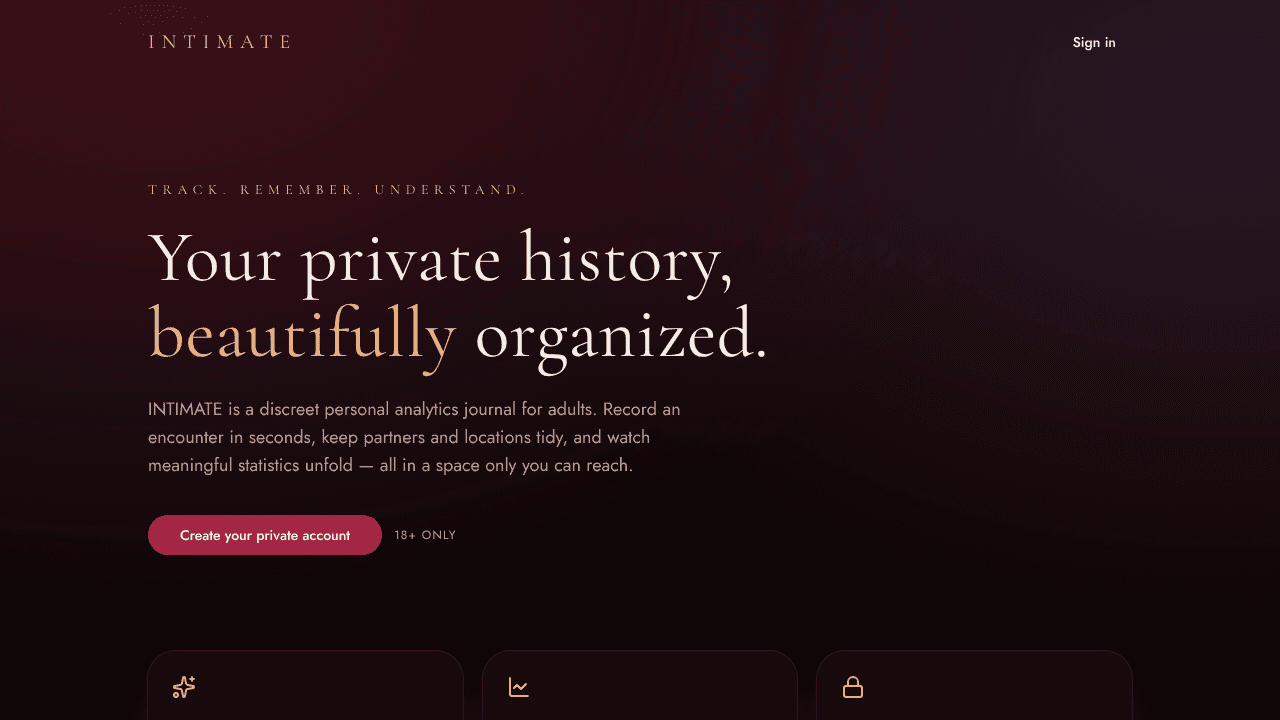 INTIMATE — Private Intimacy Analytics website screenshot