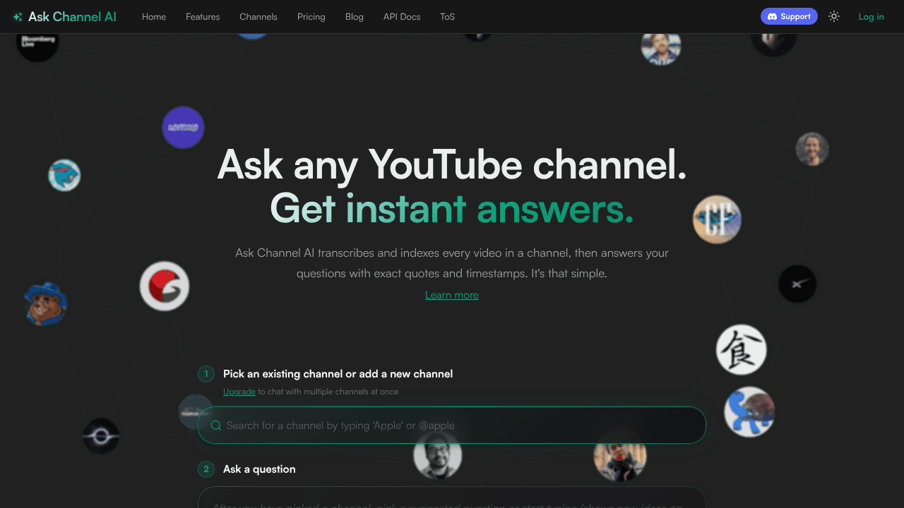 Introducing Ask Channel AI website screenshot