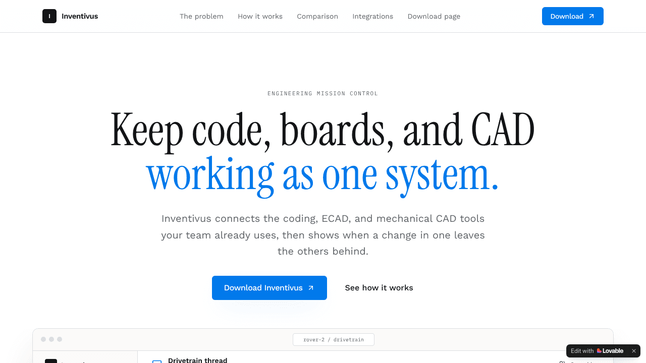 Inventivus: Cross-Team Mission Control  website screenshot