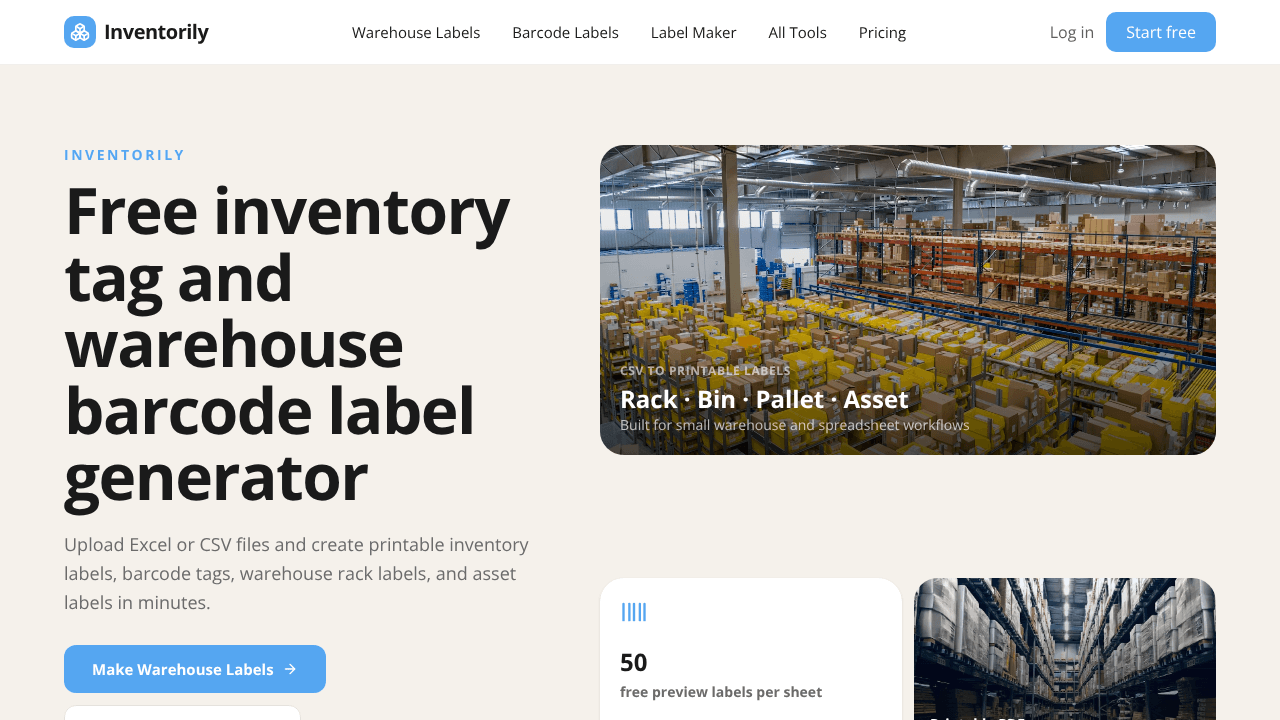 Inventorily website screenshot