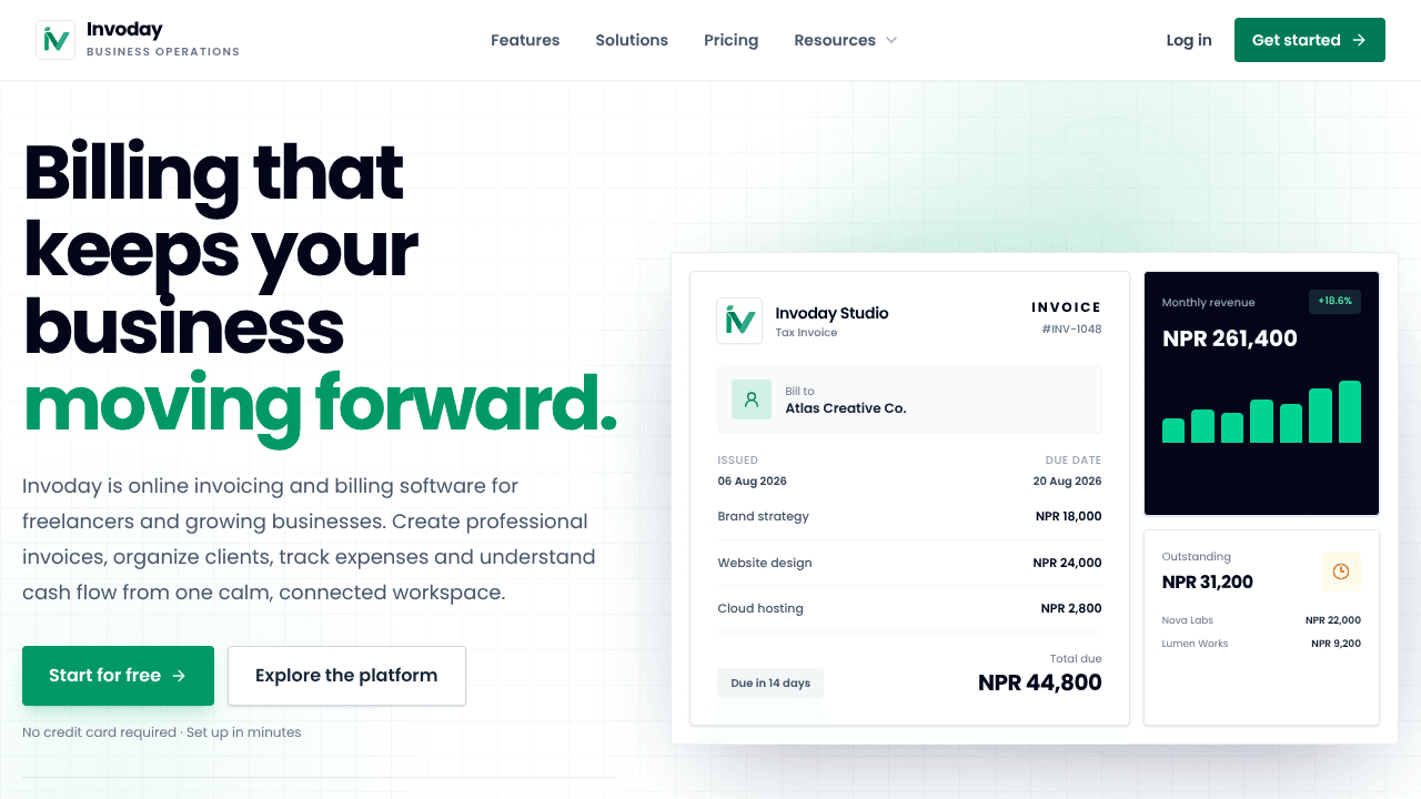 Invoday website screenshot
