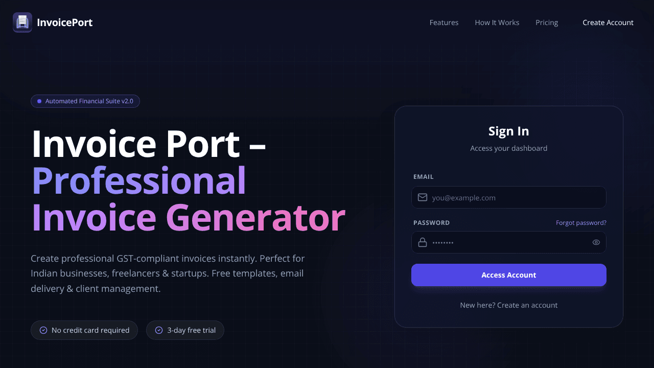 Invoice Port website screenshot