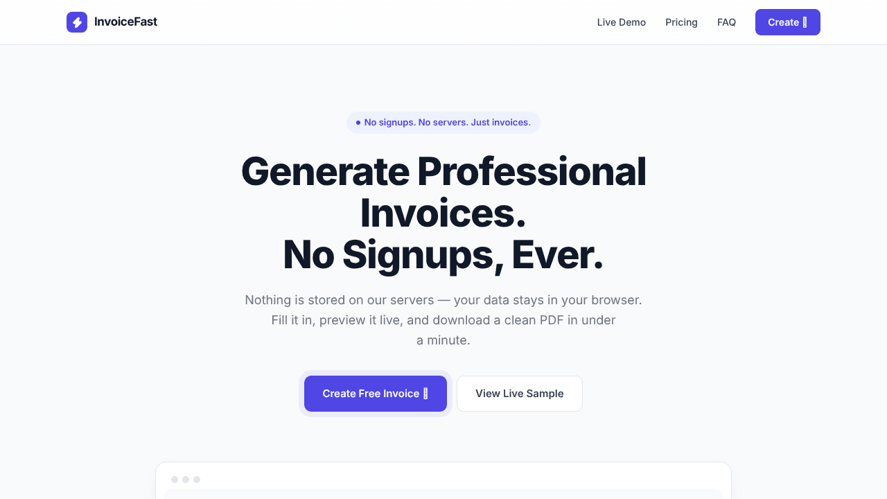 InvoiceFast website screenshot