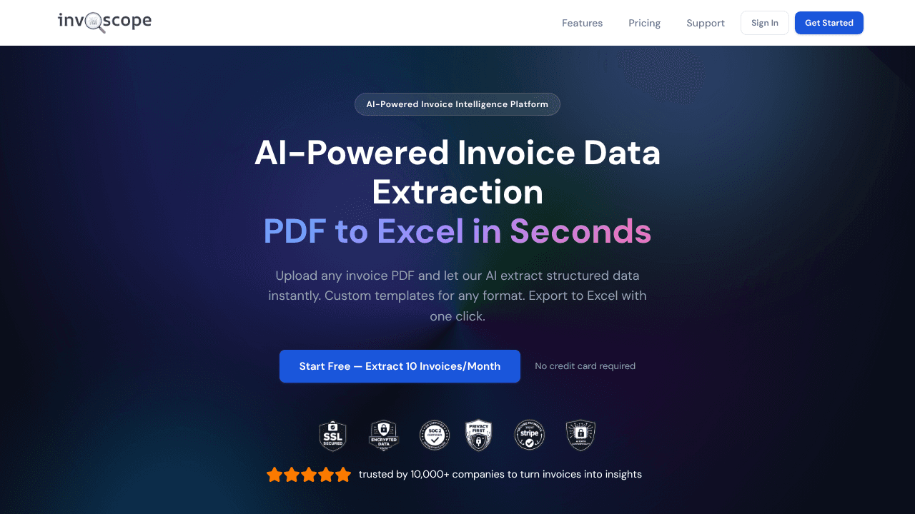 Invoscope website screenshot