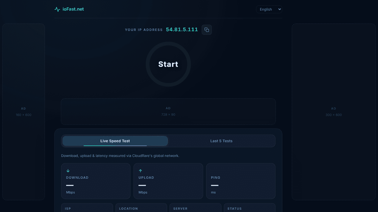 ioFast.net website screenshot