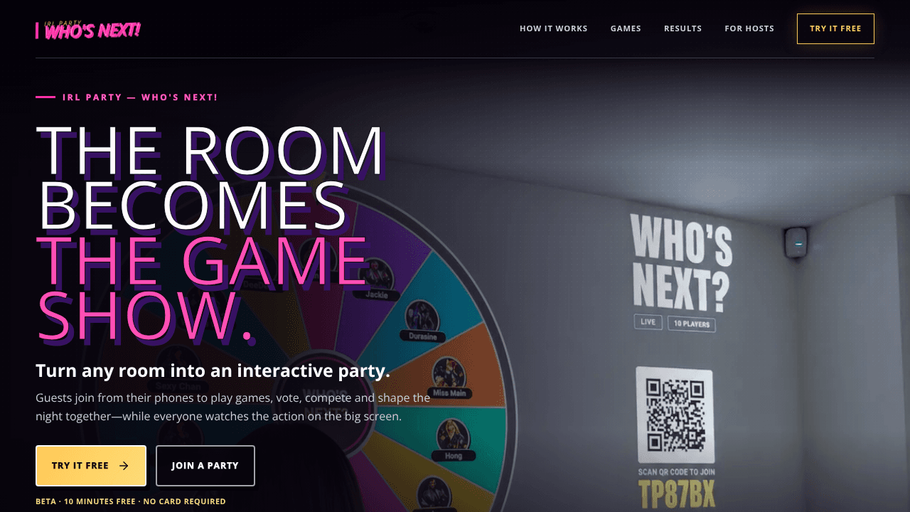 IRL Party website screenshot
