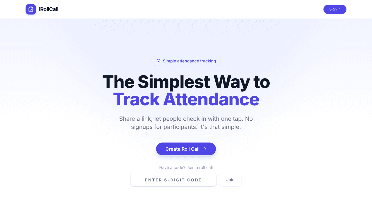 iRollCall website screenshot