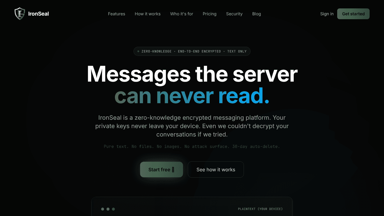IronSeal website screenshot