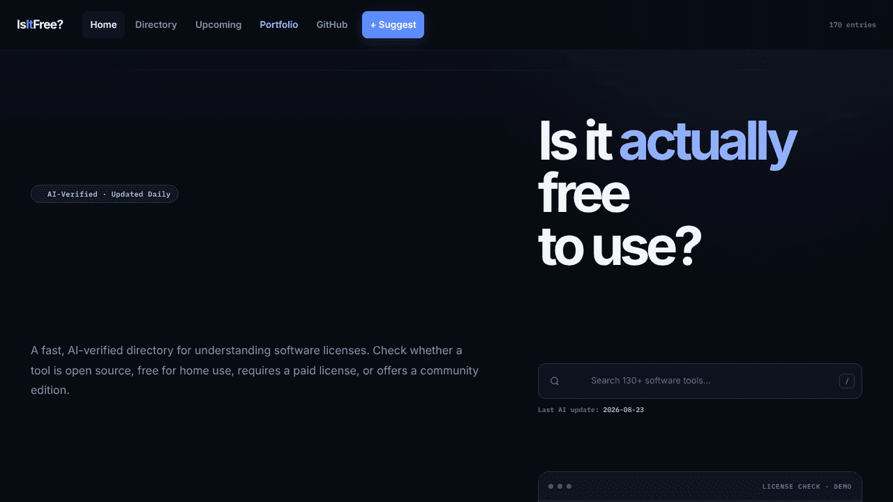 IsItFree? website screenshot