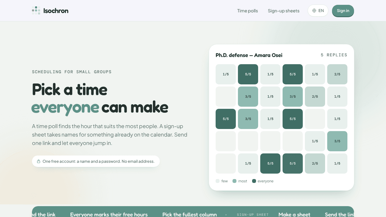 Isochron website screenshot
