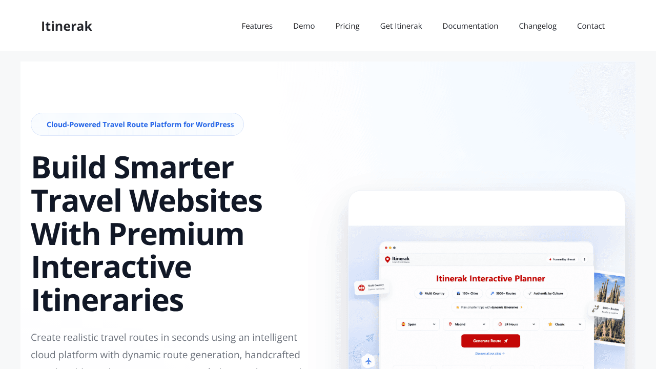 Itinerak website screenshot