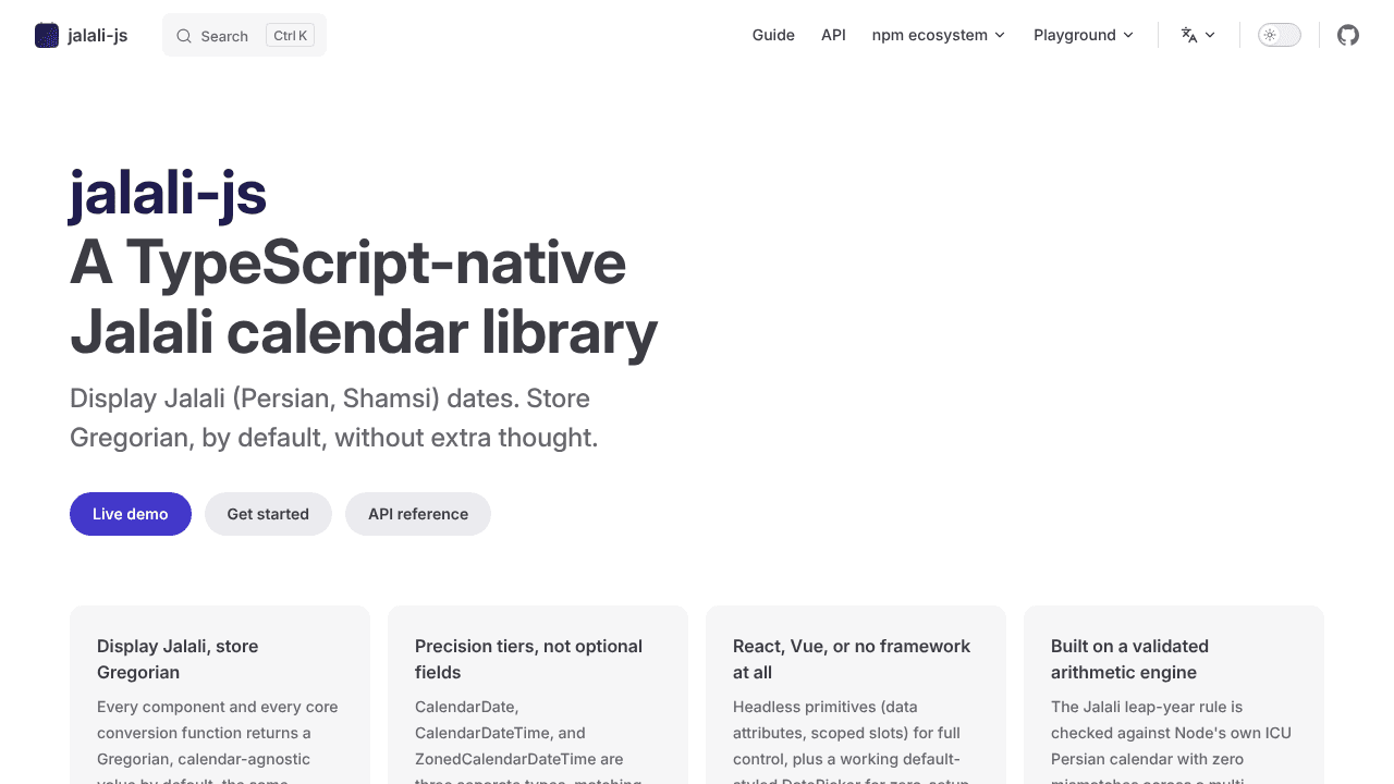 Jalali-js website screenshot