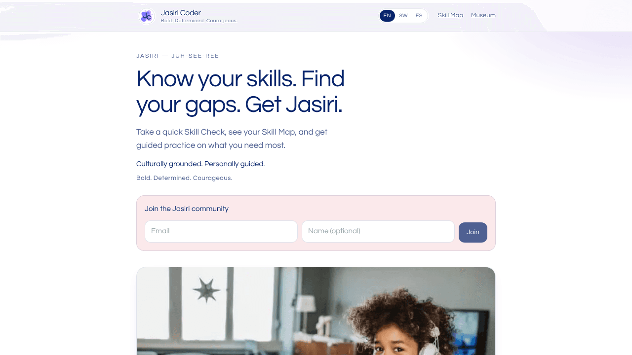 Jasiri Skill Check website screenshot