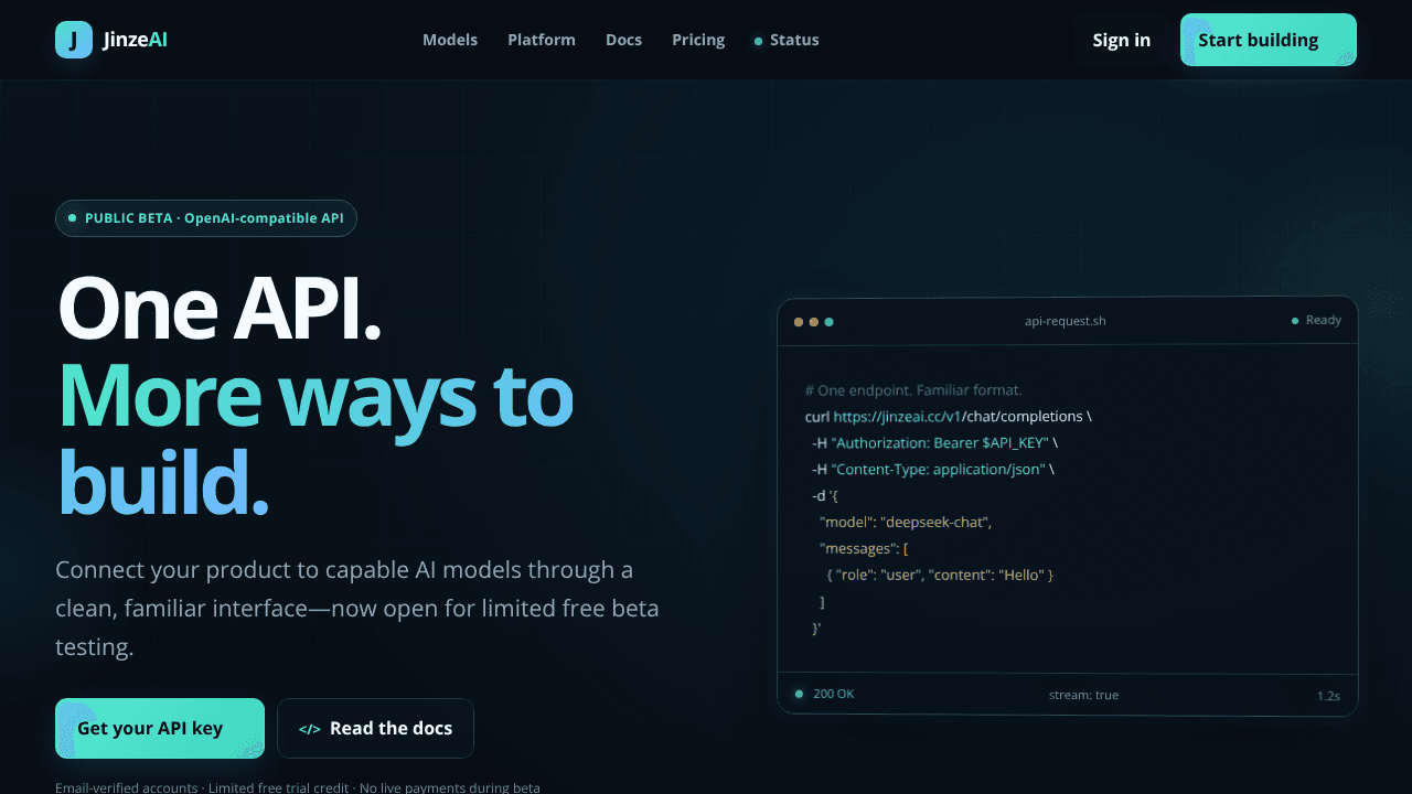 JinzeAI website screenshot