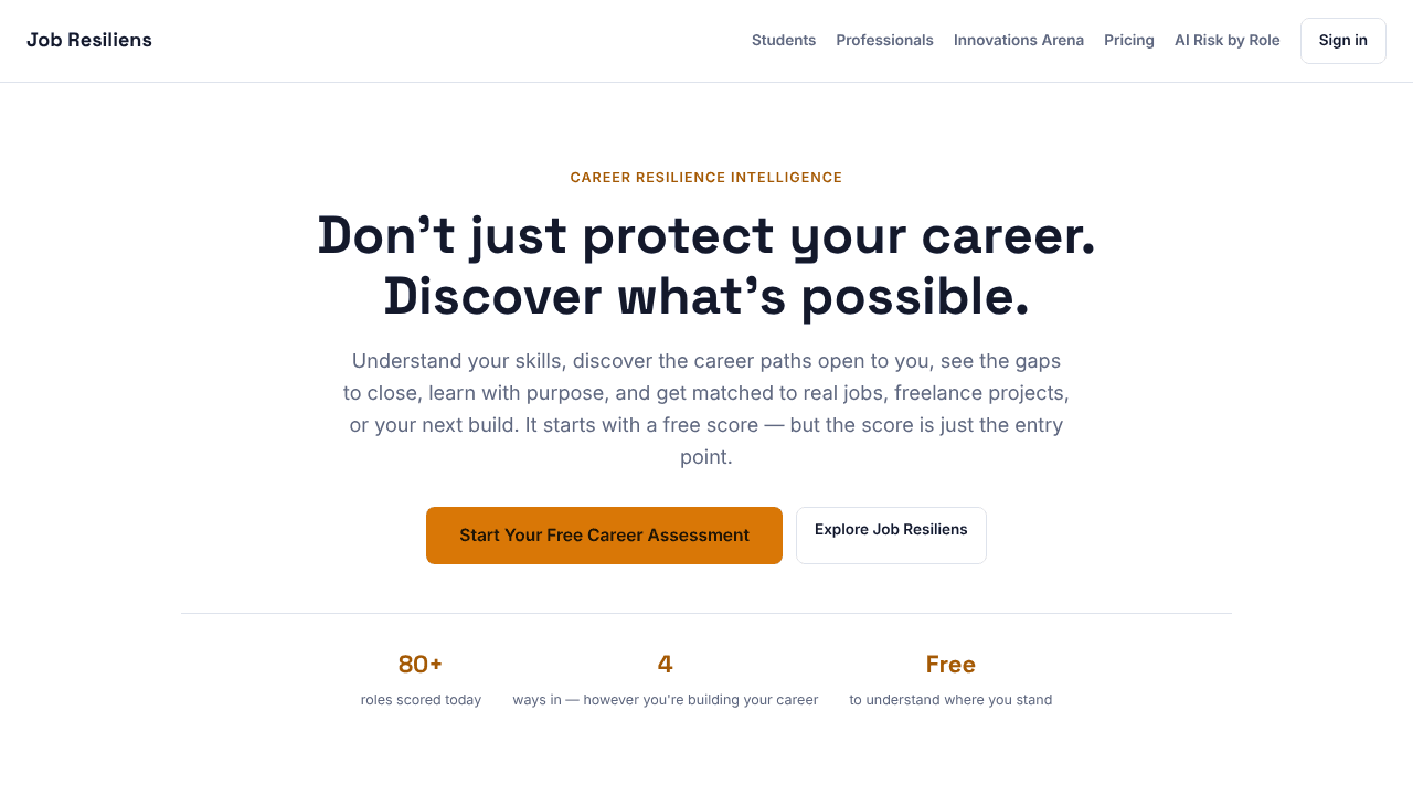 Job Resiliens website screenshot