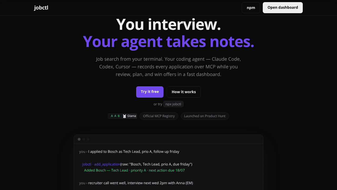 jobctl website screenshot