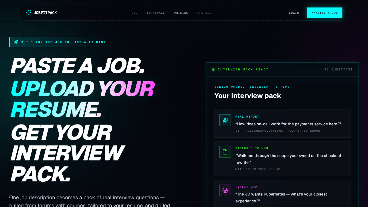 JobFitPack website screenshot