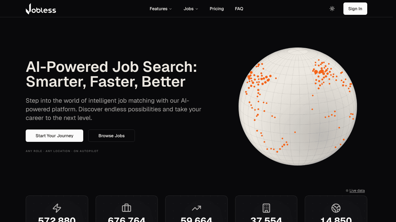 Jobless website screenshot