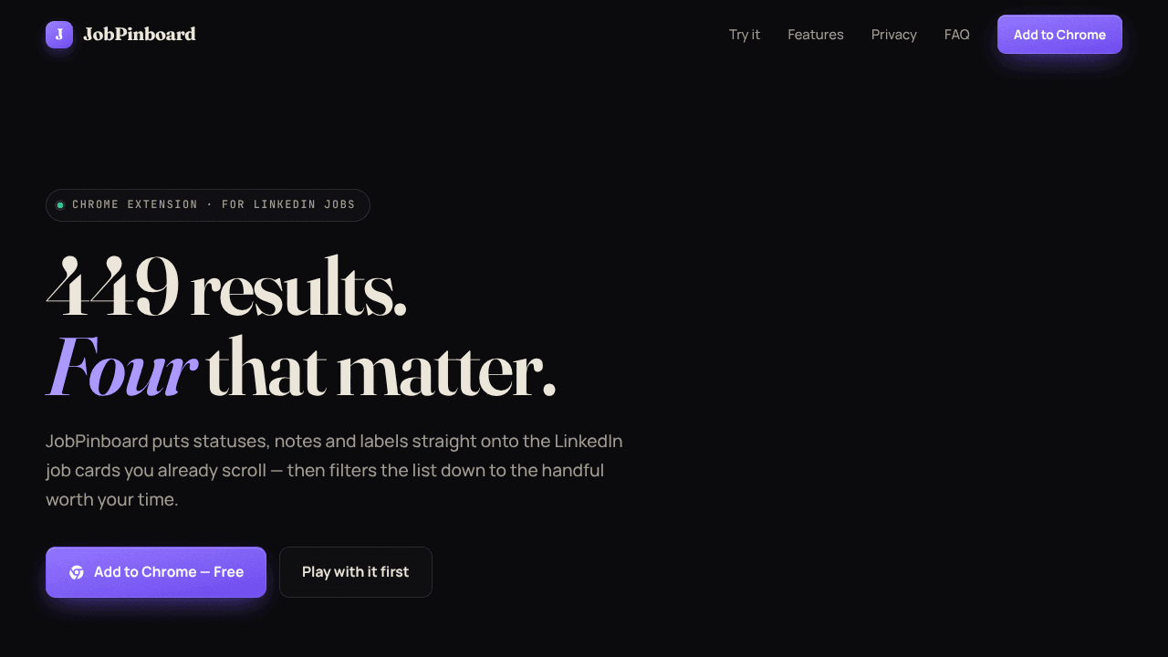 JobPinboard website screenshot