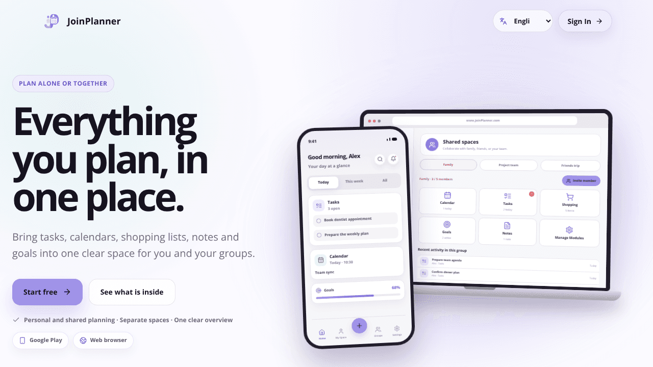 JoinPlanner website screenshot
