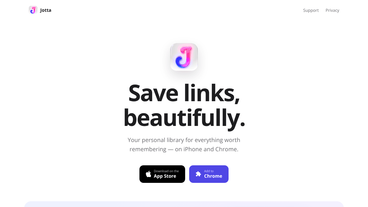 Jotta — Save Links, Beautifully website screenshot
