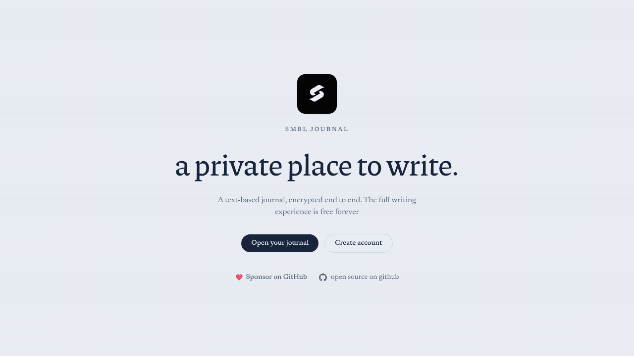 Journal - Free Open Source E2EE Journal website screenshot