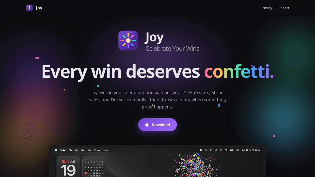 Joy website screenshot