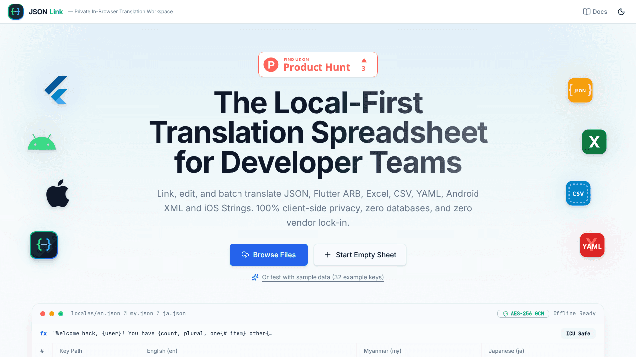 JSON Link website screenshot