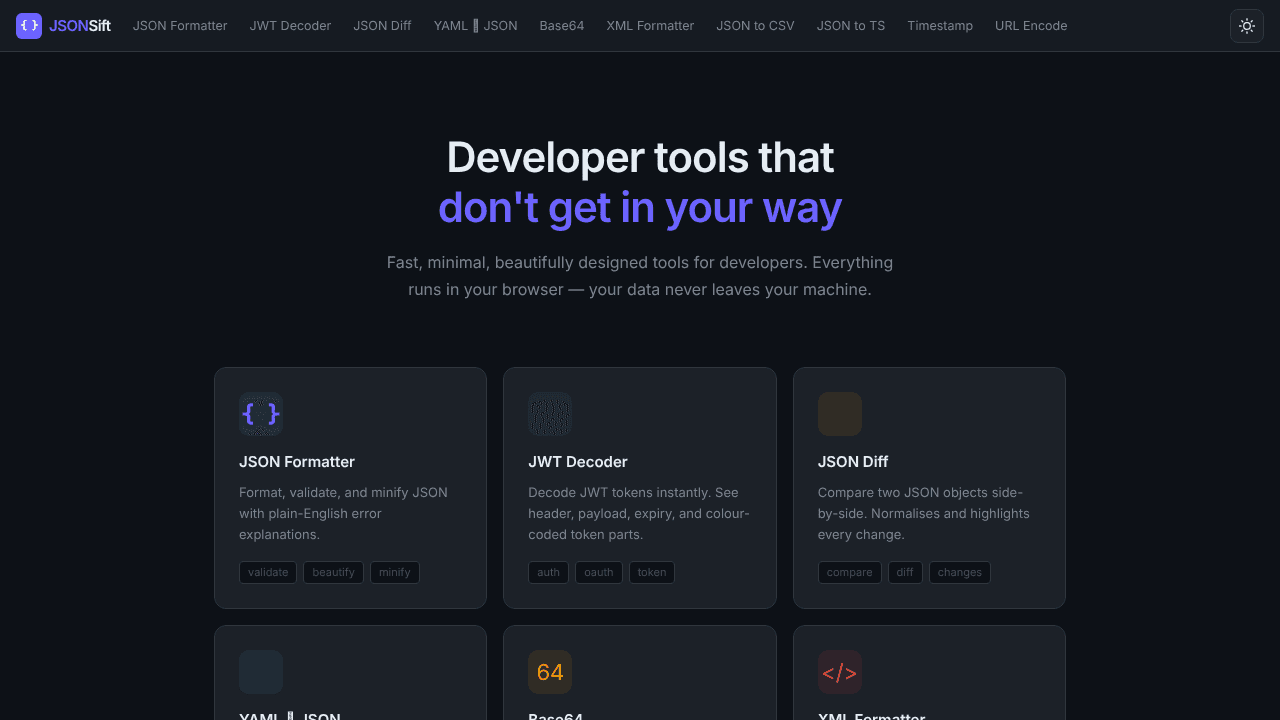 JSONSift website screenshot