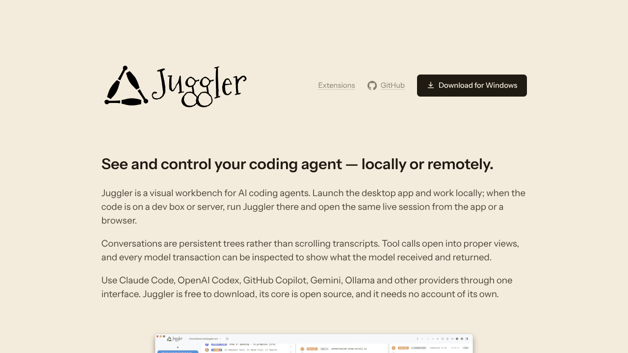 Juggler website screenshot