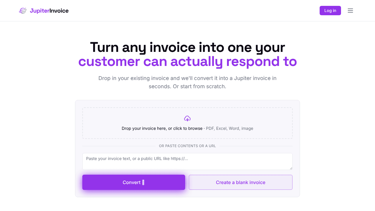 JupiterInvoice website screenshot