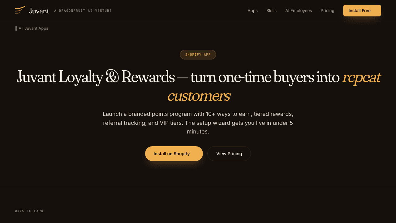 Juvant Loyalty & Rewards website screenshot