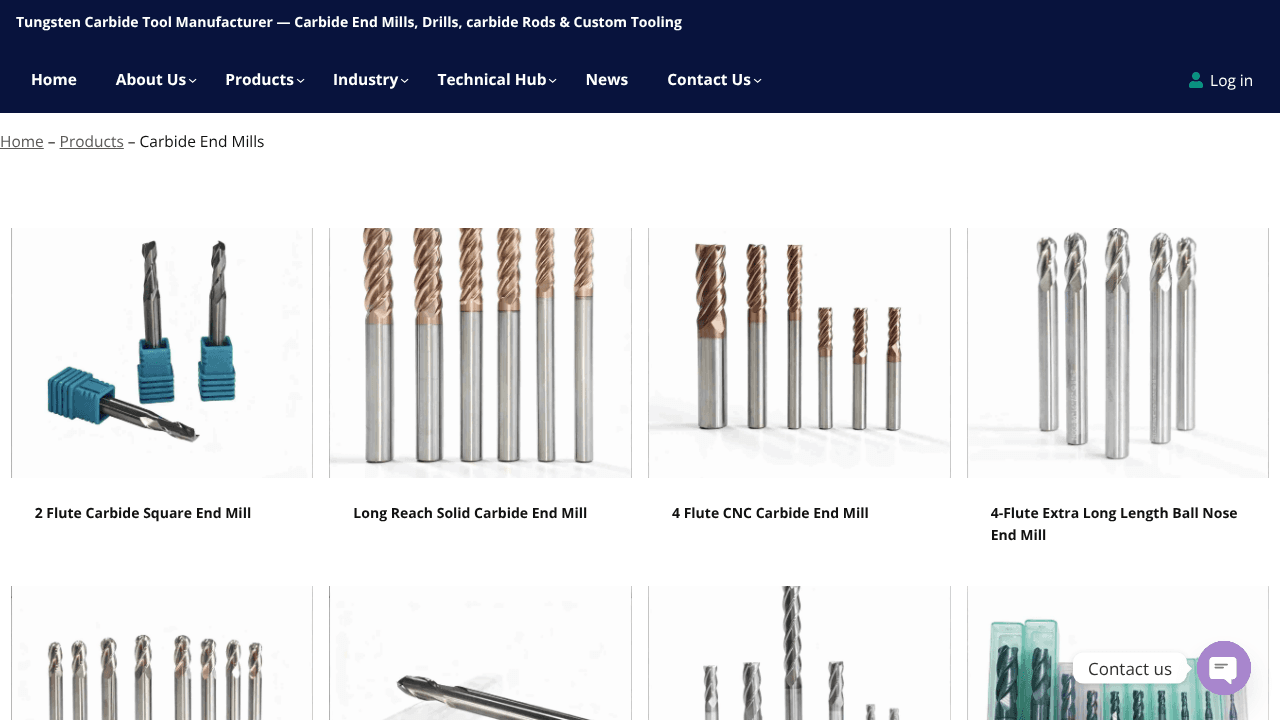 JYC Carbide End Mills website screenshot