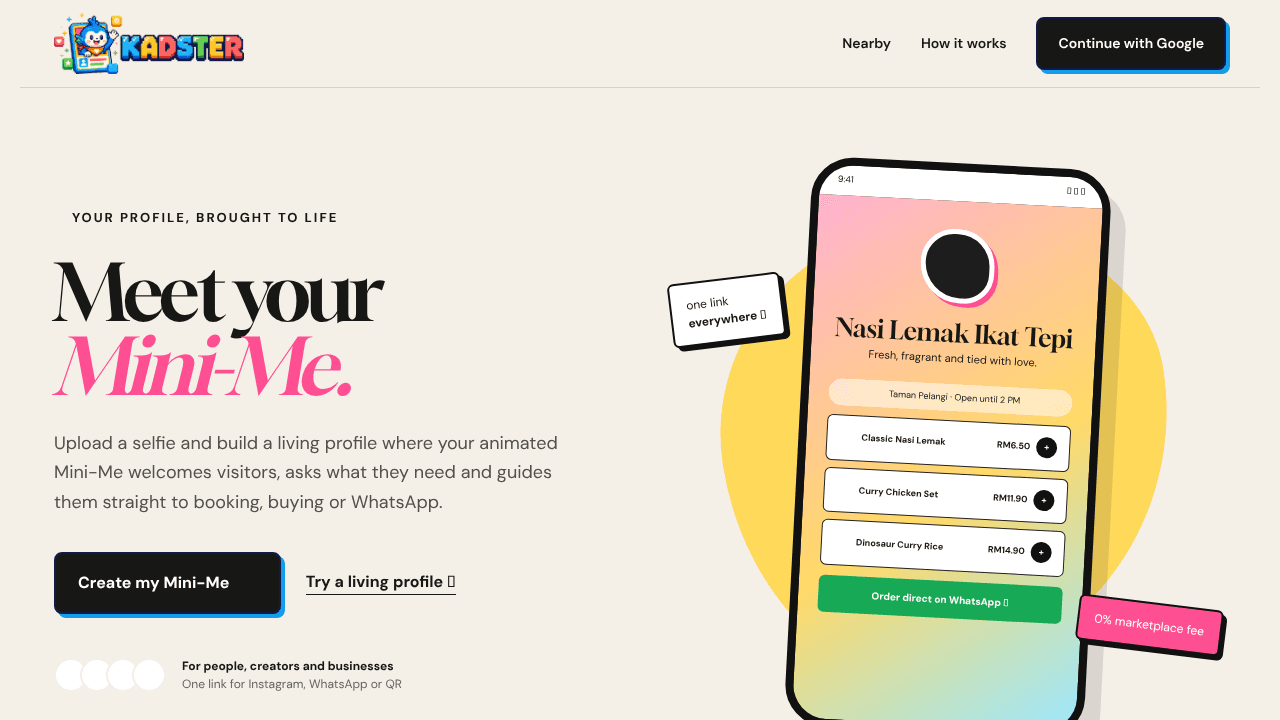 Kadster website screenshot
