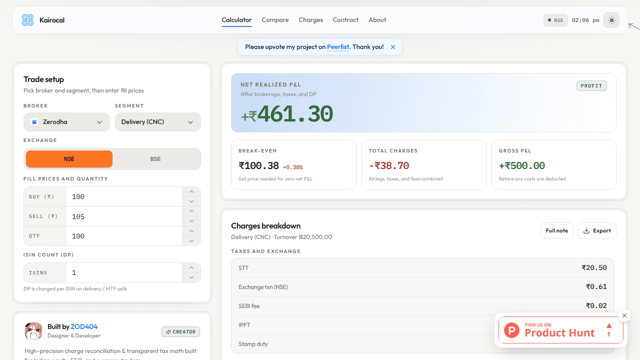 Kairocal - The Brokerage Calculator website screenshot
