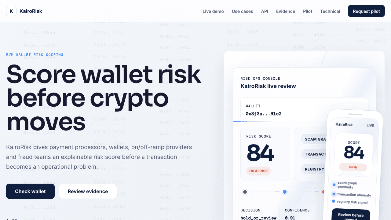 KairoRisk website screenshot
