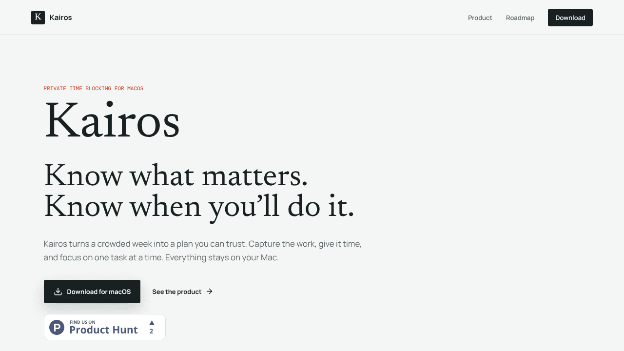 Kairos website screenshot