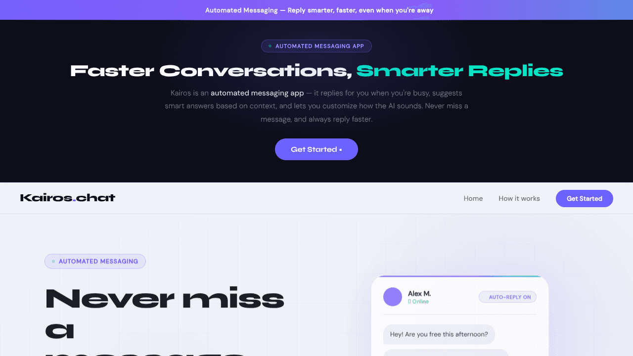 Kairos — Automated Messaging website screenshot