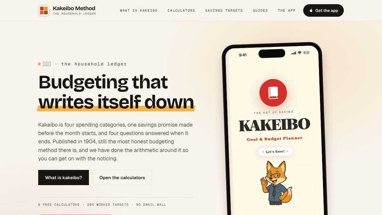 Kakeibo: Goal & Budget Planner website screenshot
