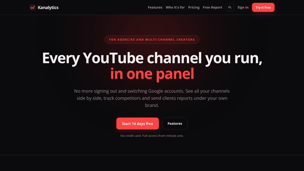 Kanalytics website screenshot