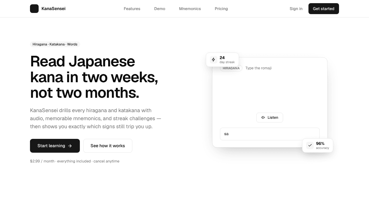 KanaSensei website screenshot
