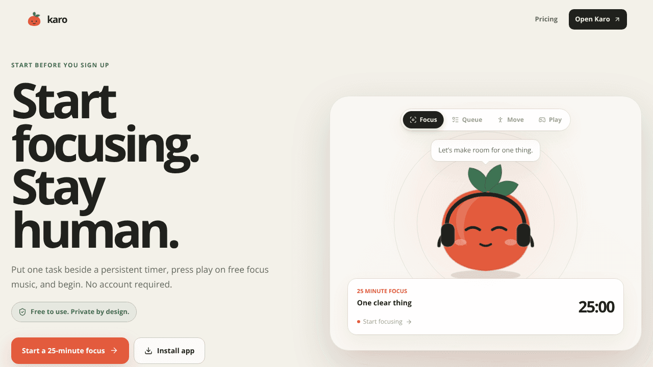 karo website screenshot