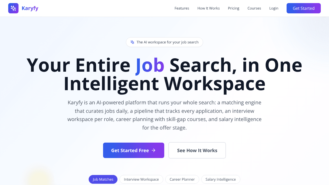 Karyfy website screenshot