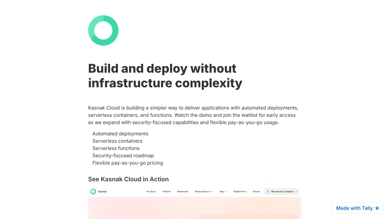 Kasnak Cloud website screenshot
