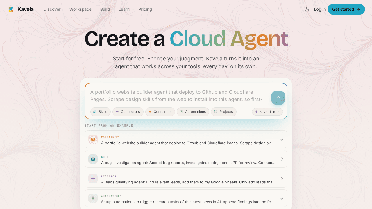Kavela website screenshot
