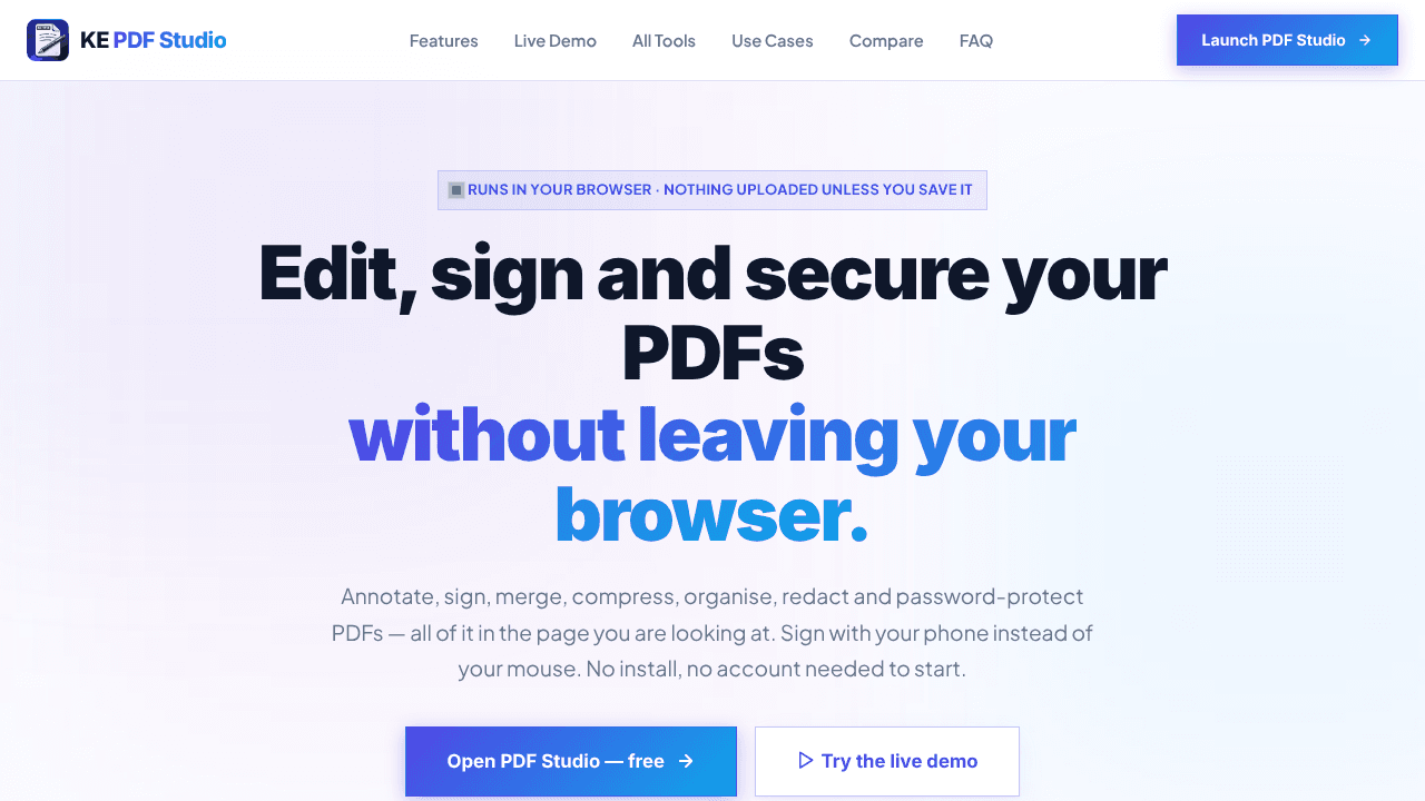 KE PDF Studio website screenshot