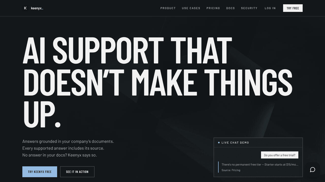 Keenyx website screenshot