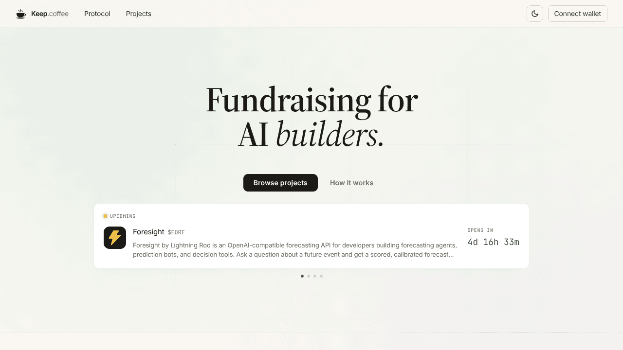 Keep.coffee website screenshot