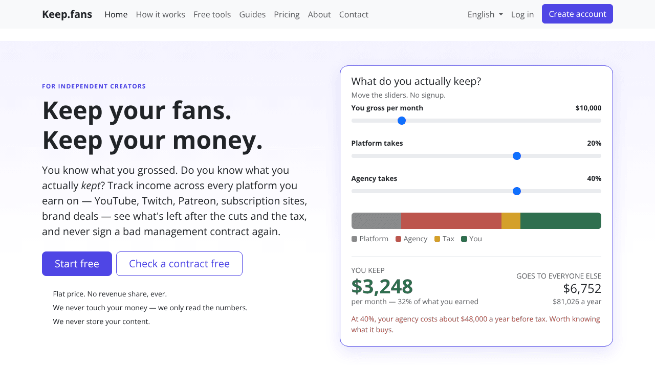 keep.fans website screenshot