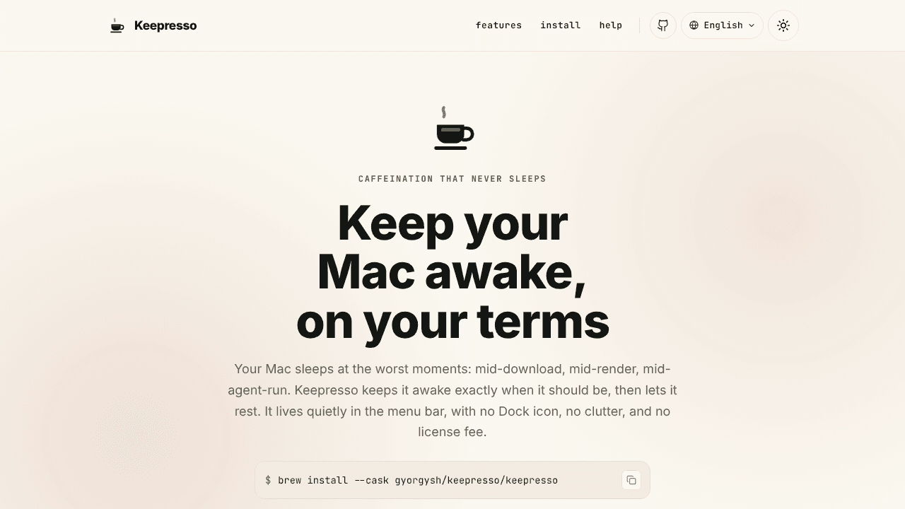 Keepresso website screenshot